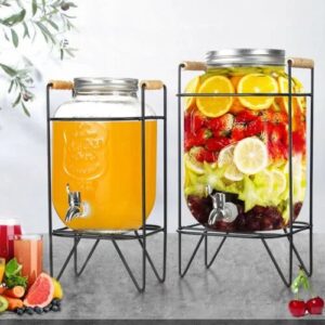 Copie Distributeur de boissons Duo 8L et 5L en verre avec support en bois et robinet