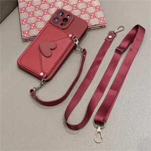 Coque rouge avec lanière et étui pour iphone
12promax 14promax