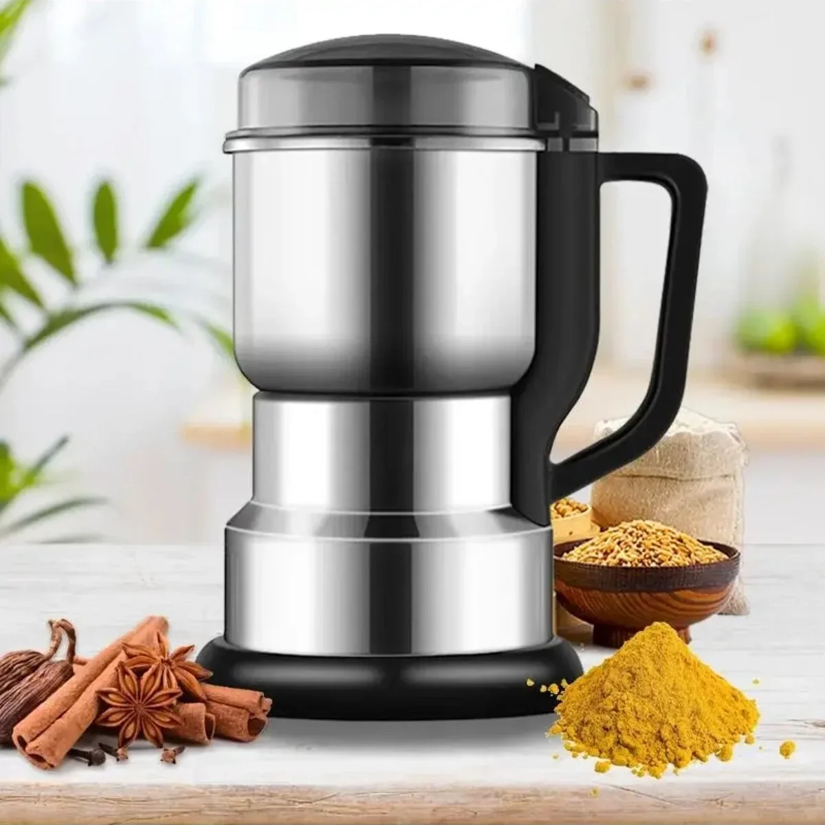 Moulin à épices électrique 400W - Acier Inoxydable, Capacité 200g - Pour Café, Noix, Herbes, Graines