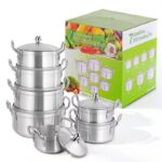 Lot de 7 marmites en aluminium avec couvercles et carton