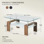 Dimensions de la table basse en verre trempé : 100 x 60 cm, 44 cm de haut